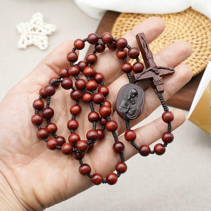 玫瑰念珠-紫檀圣母子经典款-8mm珠 Catholic religious art
