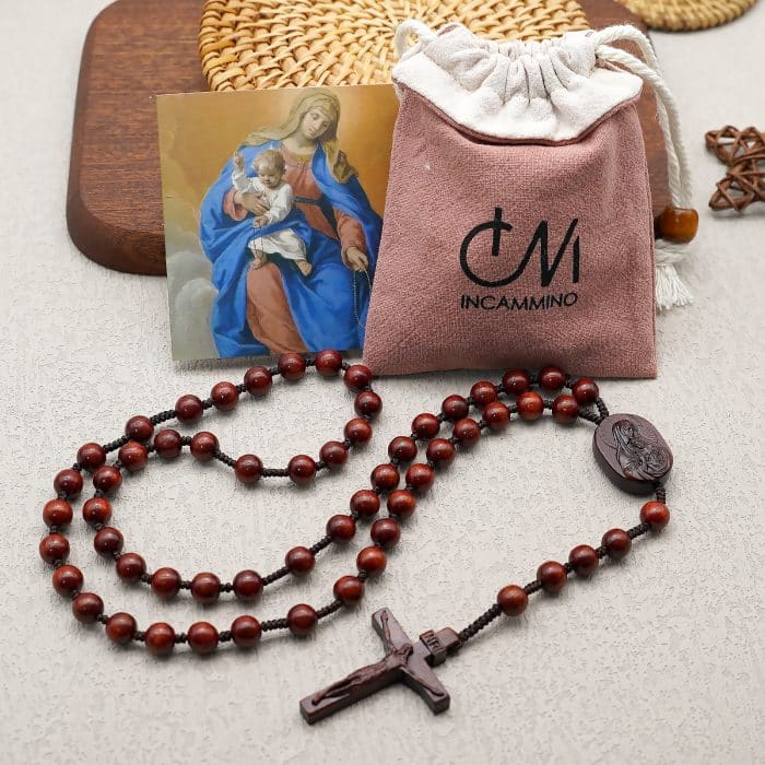 玫瑰念珠-紫檀圣母子经典款-8mm珠 Catholic religious art