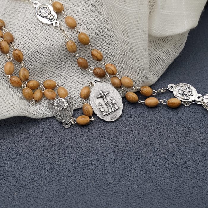 七苦念珠-椭圆橄榄木-5x7mm Catholic religious art