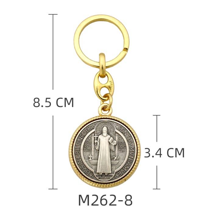 钥匙扣-圣本笃-直径3.4cm Catholic religious art