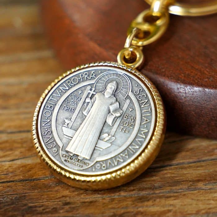 钥匙扣-圣本笃-直径3.4cm Catholic religious art