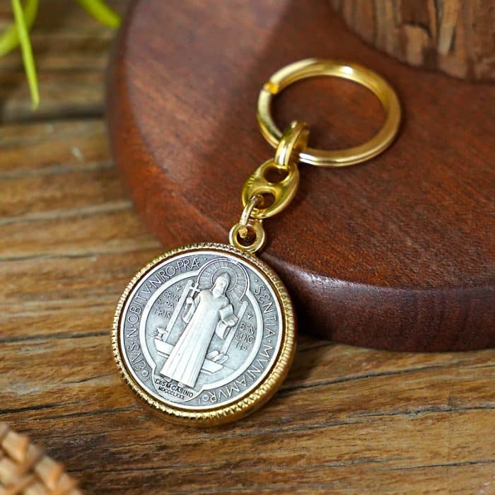 钥匙扣-圣本笃-直径3.4cm Catholic religious art