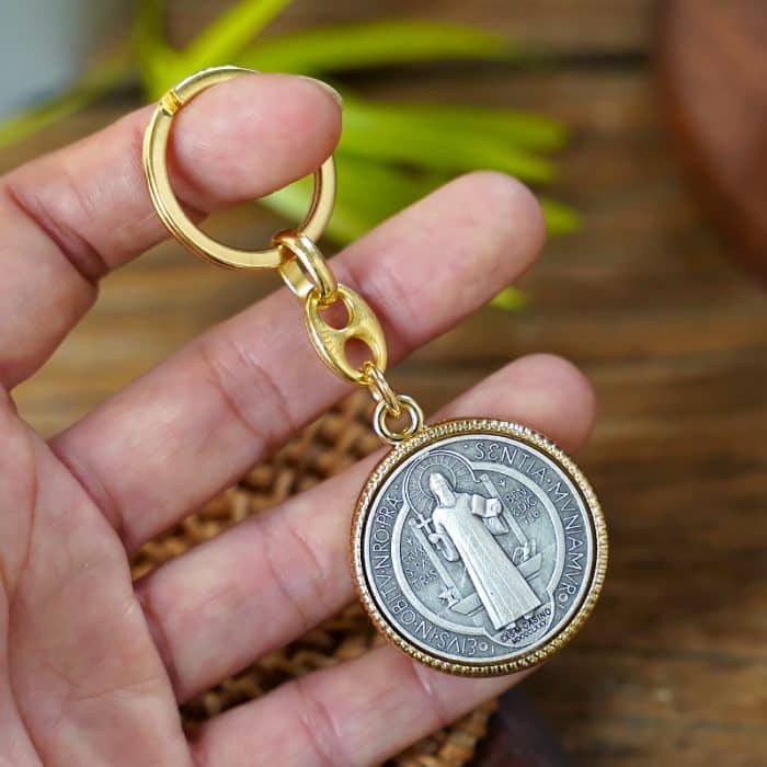 钥匙扣-圣本笃-直径3.4cm Catholic religious art