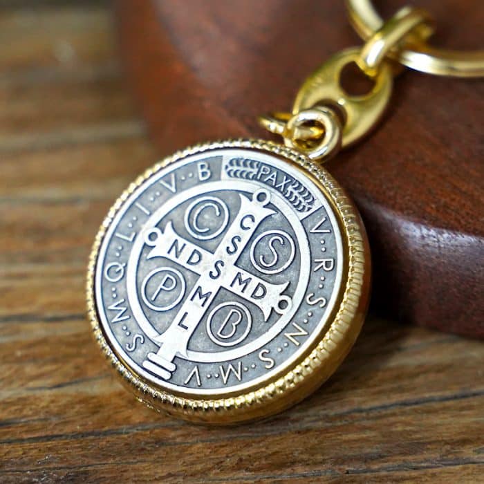 钥匙扣-圣本笃-直径3.4cm Catholic religious art