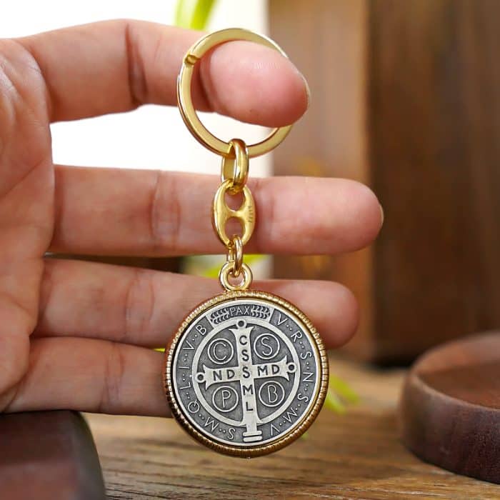 钥匙扣-圣本笃-直径3.4cm Catholic religious art