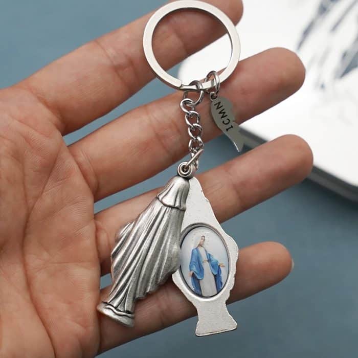 钥匙扣-圣母显灵+AN-开合带铁盒包装 Catholic religious art