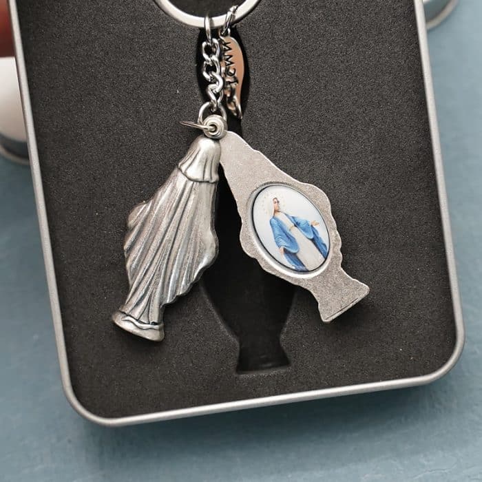 钥匙扣-圣母显灵+AN-开合带铁盒包装 Catholic religious art