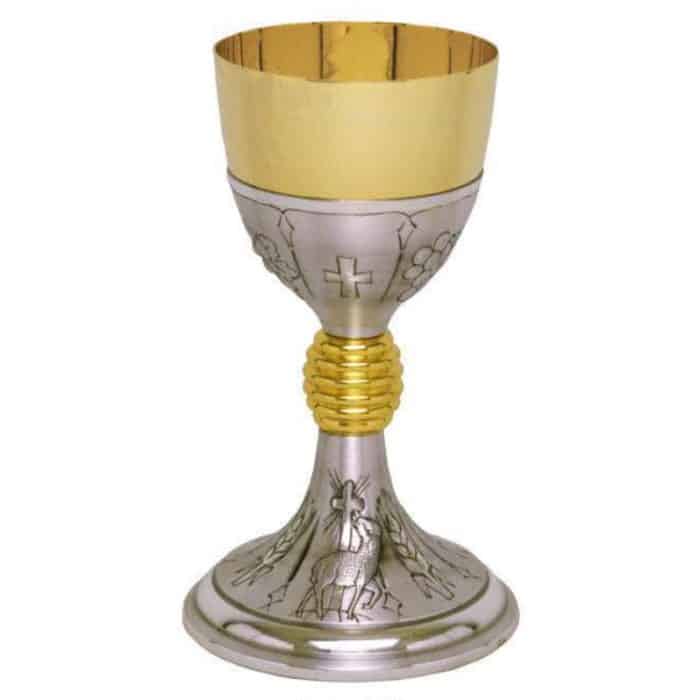 錾刻金属圣爵 - 杯直径9厘米，高19厘米 Catholic religious art