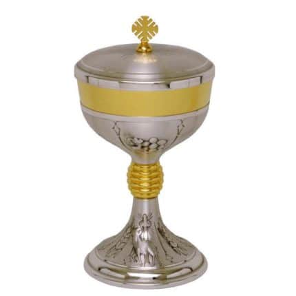 雕刻金属圣体盒 - 杯直径12厘米，高22.5厘米