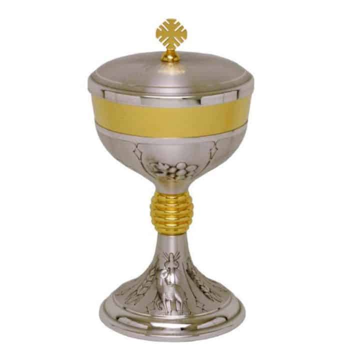 雕刻金属圣体盒 - 杯直径12厘米，高22.5厘米 Catholic religious art