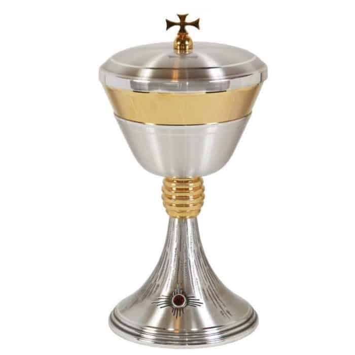 雕刻金属圣体盒 - 杯直径12厘米，高22厘米 Catholic religious art