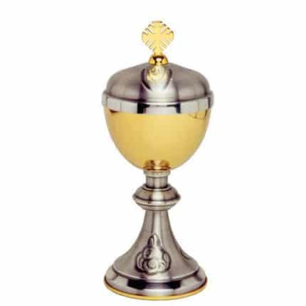 金属圣体盒 - 杯直径8厘米，高19.5厘米