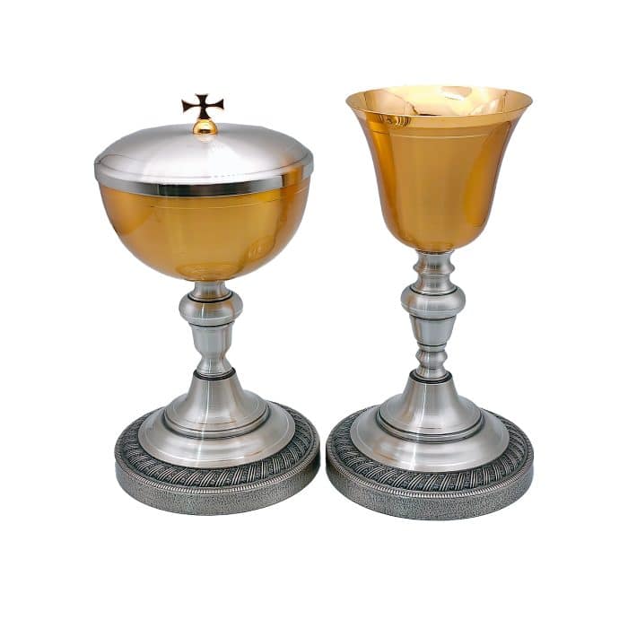 【现货】錾刻底座-圣爵杯圣体盒套装22.2+22.3cm Catholic religious art