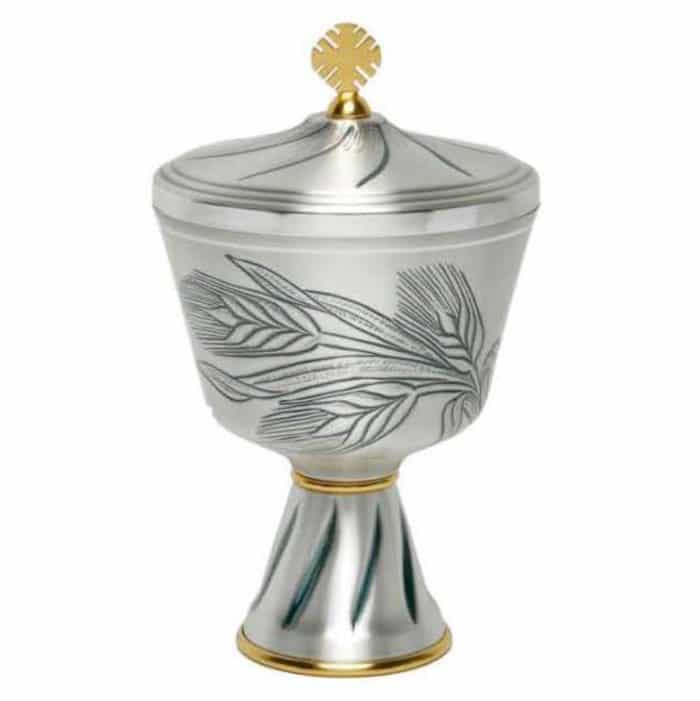 雕刻金属圣体盒 - 杯直径12厘米，高20.5厘米 Catholic religious art