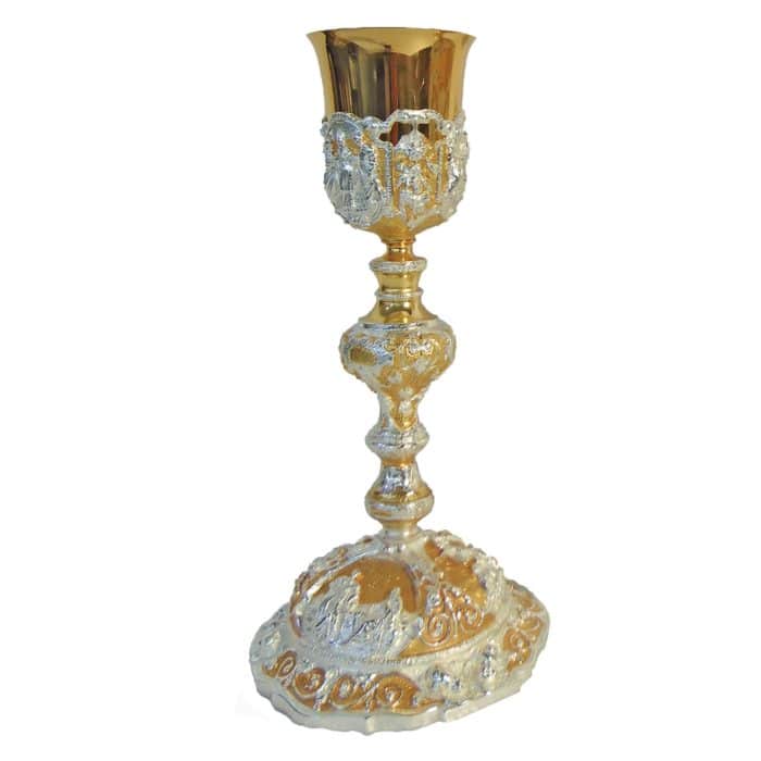 巴洛克风格圣爵 - 铸造福音场景图像 - 杯直径8厘米，高32厘米 Catholic religious art