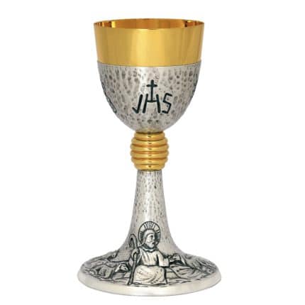 圣爵 - 善牧主题 - 錾刻花纹，杯直径9 高20.5厘米