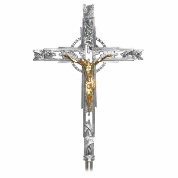 游行十字架配杆-52x36cm Catholic religious art