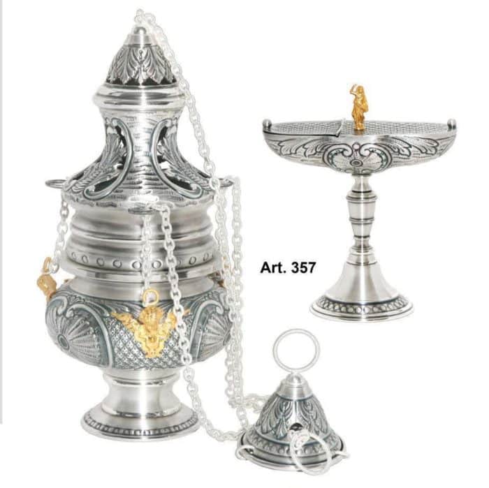 雕刻船型香炉，直径14厘米，高32厘米 Catholic religious art