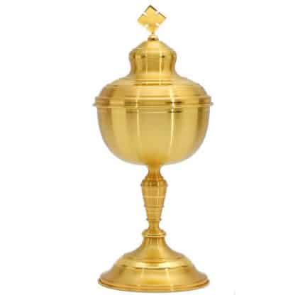 金属圣体盒，杯直径14厘米，高34厘米