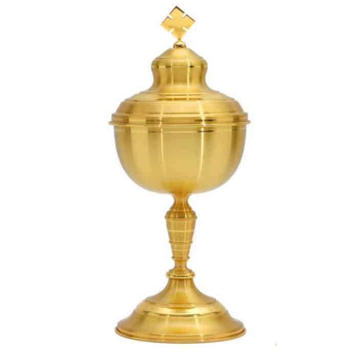 金属圣体盒，杯直径14厘米，高34厘米 Catholic religious art