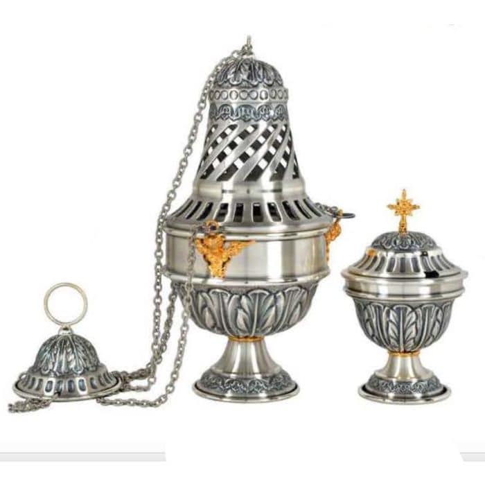 雕刻船型香炉，长15厘米，高30厘米 Catholic religious art