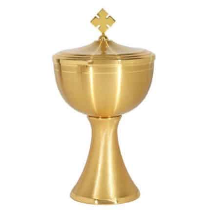 金属圣体盒，杯直径14厘米，高25厘米