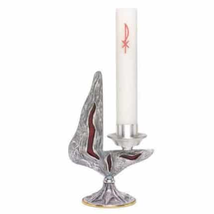 带珐琅的青铜烛台，长16厘米，高25.5厘米