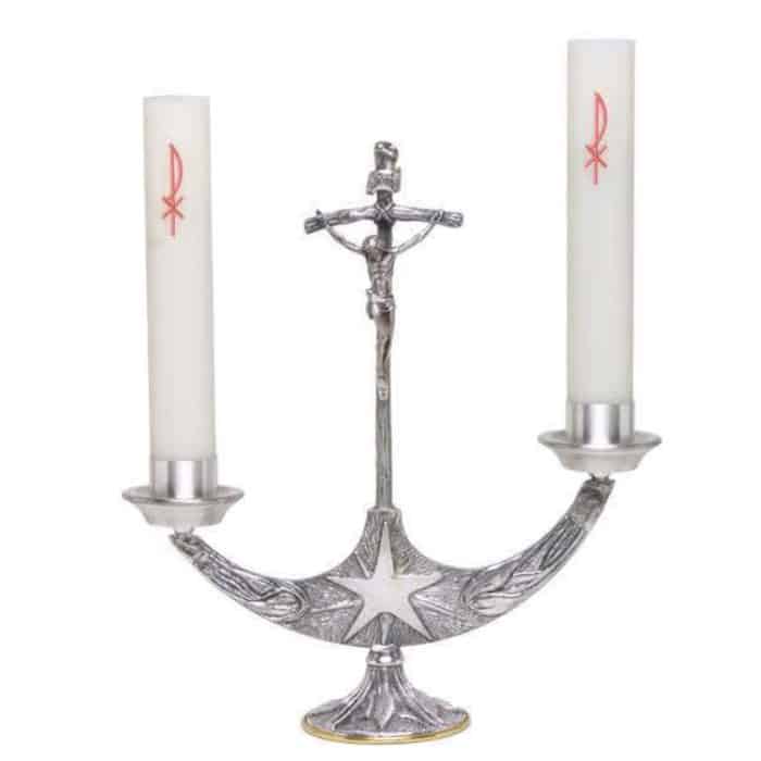 青铜祭台桌（双烛设计），长33厘米，高36厘米 Catholic religious art