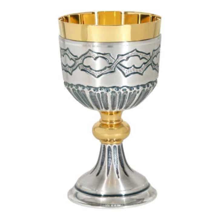 錾刻金属圣爵，杯直径11厘米，高20厘米 Catholic religious art