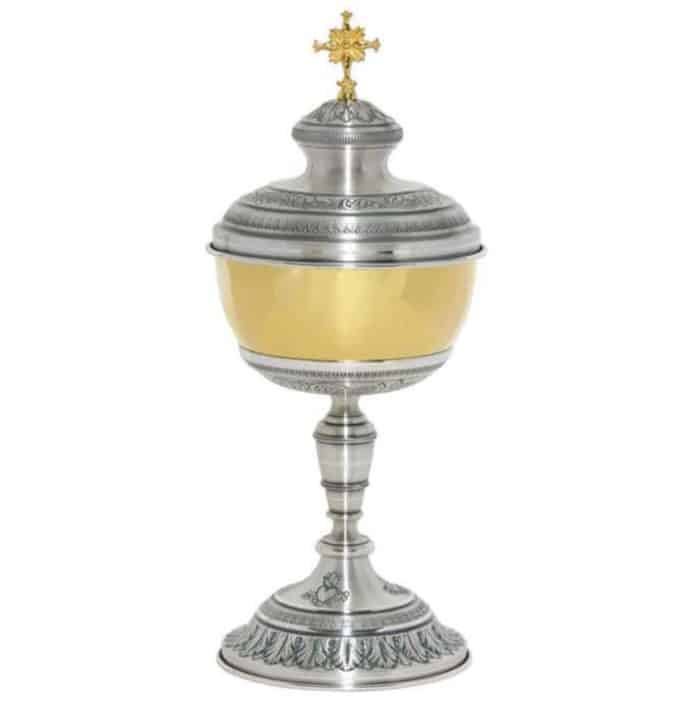 雕刻金属圣体盒，高26/35厘米 Catholic religious art