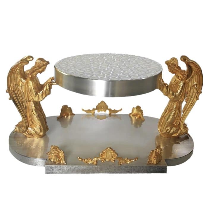 双天使圣体光底座，长48 x 宽27 x 高23.5厘米，平台26厘米 Catholic religious art