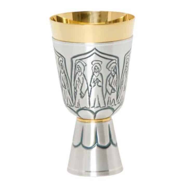 錾刻金属圣爵，杯直径9厘米，高17厘米 Catholic religious art