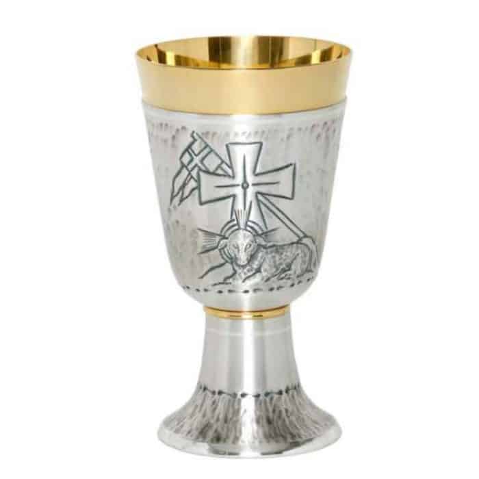 錾刻金属圣爵，杯直径9厘米，高17厘米 Catholic religious art