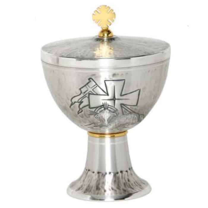 雕刻金属圣体盒，杯直径12厘米，高18厘米 Catholic religious art