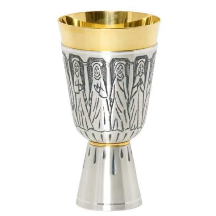 錾刻金属圣爵，杯直径9厘米，高17厘米 Catholic religious art