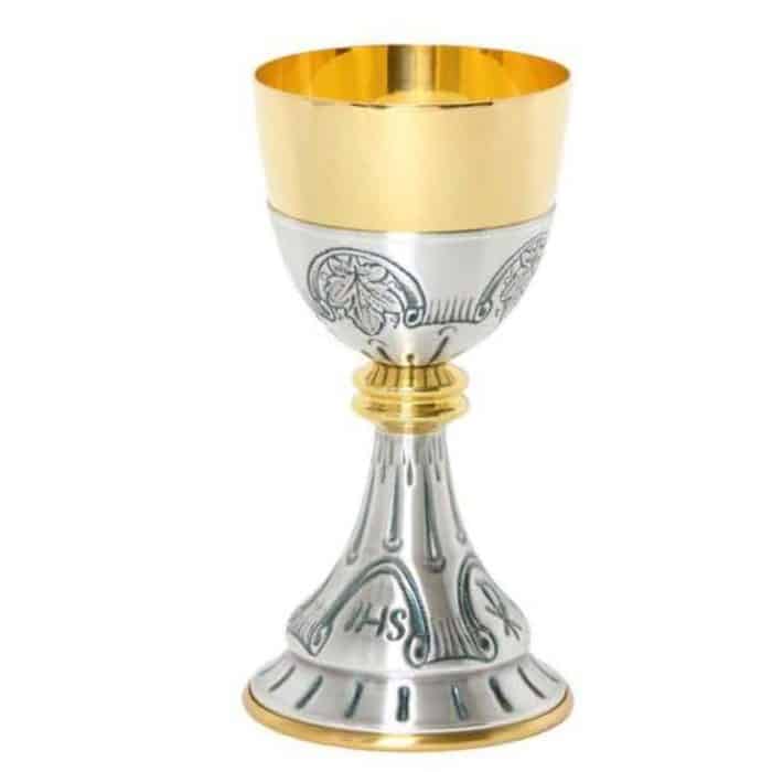 錾刻金属圣爵，杯直径10厘米，高21厘米 Catholic religious art