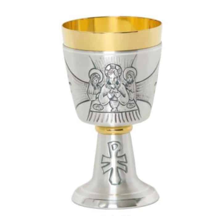 錾刻金属圣爵，杯直径9厘米，高16.5厘米 Catholic religious art