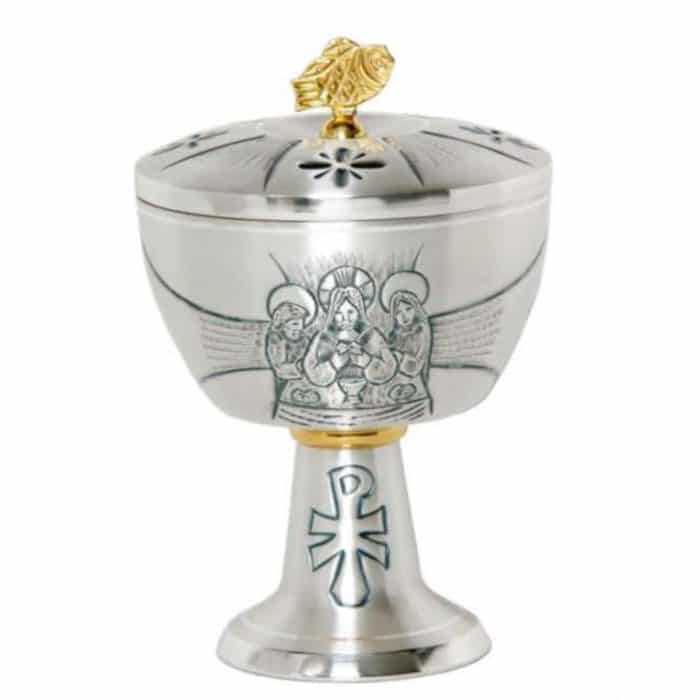 雕刻金属圣体盒，杯直径12厘米，高18厘米 Catholic religious art