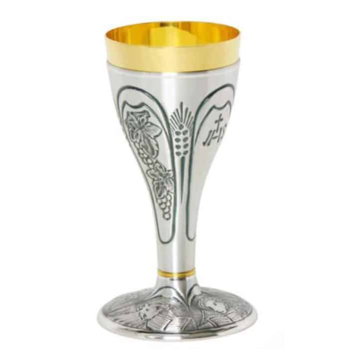錾刻金属圣爵，杯直径9厘米，高20厘米 Catholic religious art
