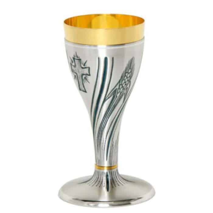 錾刻金属圣爵，杯直径9厘米，高20厘米 Catholic religious art