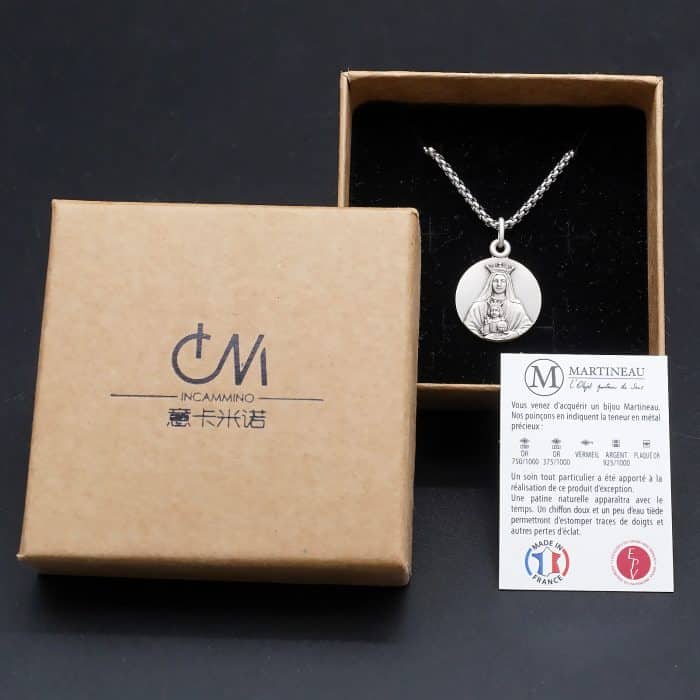 法国银圣牌-科罗莫托圣母-18mm-送钛钢链 Catholic religious art