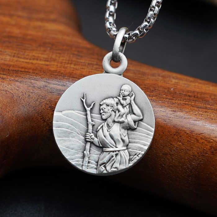 法国银圣牌-基多福司机主保新款-18mm-送钛钢链 Catholic religious art