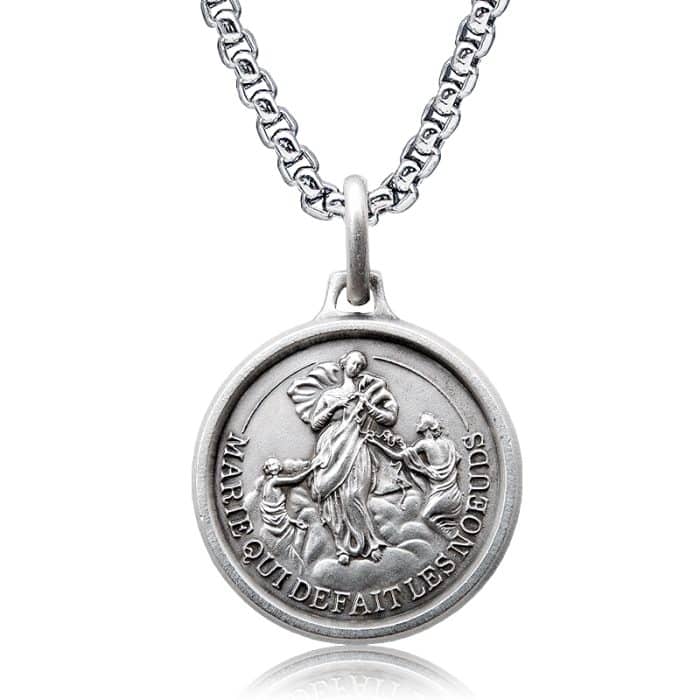 法国银圣牌-解结圣母-18mm-送钛钢链 Catholic religious art