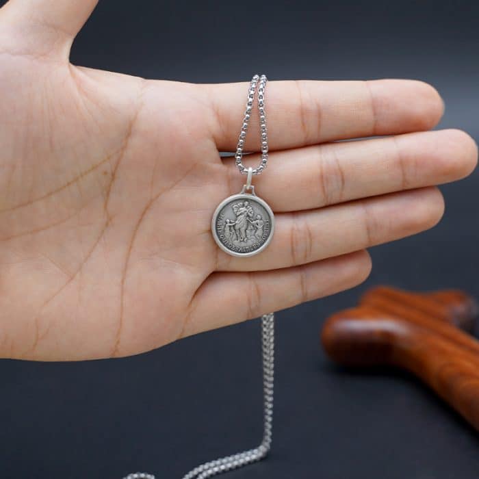 法国银圣牌-解结圣母-18mm-送钛钢链 Catholic religious art