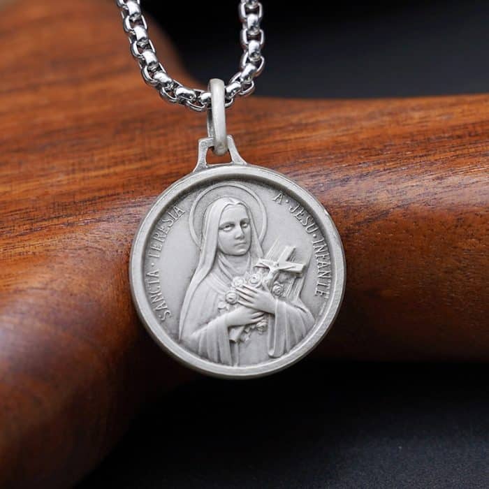 法国银圣牌-里修的德肋撒-18mm-送钛钢链 Catholic religious art