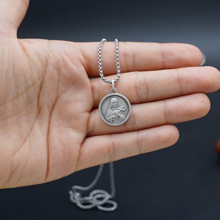 法国银圣牌-里修的德肋撒-18mm-送钛钢链 Catholic religious art