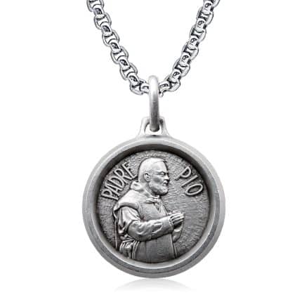 法国银圣牌-五伤庇护神父-18mm-送钛钢链