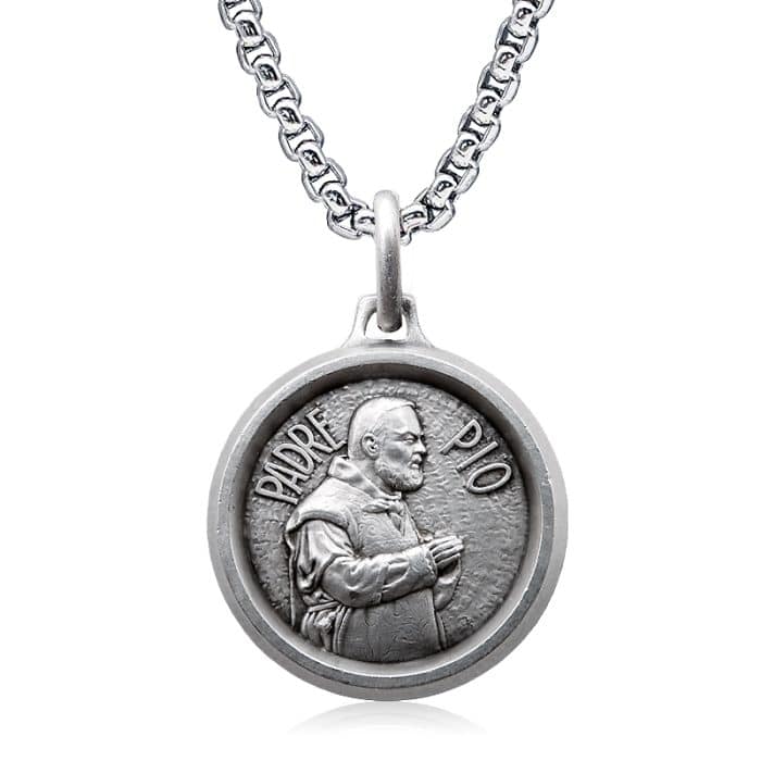 法国银圣牌-五伤庇护神父-18mm-送钛钢链 Catholic religious art