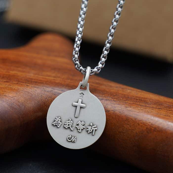 法国银圣牌-五伤庇护神父-18mm-送钛钢链 Catholic religious art