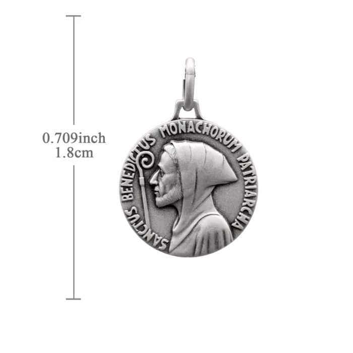 法国银圣牌-Fontgombault修道院圣本笃-18mm-送钛钢链 Catholic religious art